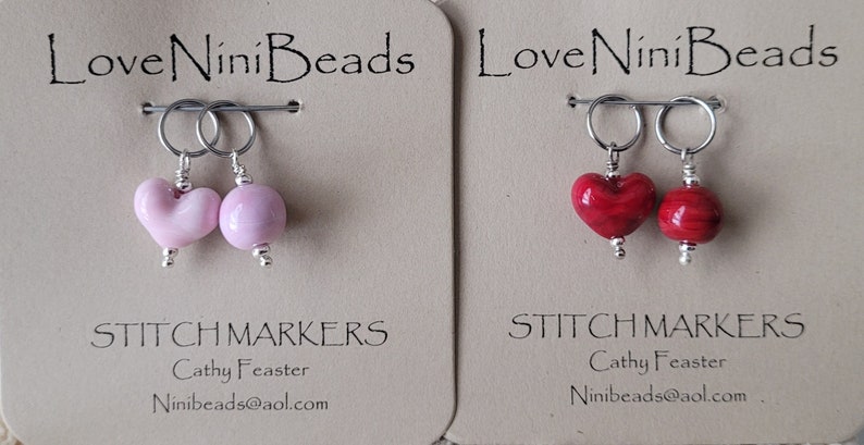 Stitch Markers Valentine Hearts Glass Figure image 2