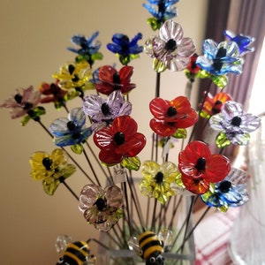 Flower Bouquet Glass Flower Garden Stakes image 5