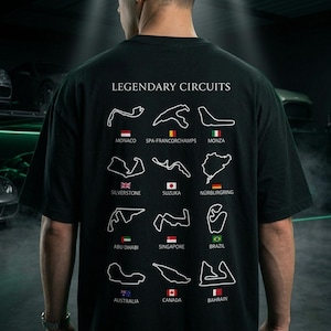 Legendary Circuits F1 Shirt | Formula 1 Gift Dad | Racing Circuit Map Tee | F1 Fan Gift | Motorsport Gift Him | Car Enthusiast Shirt