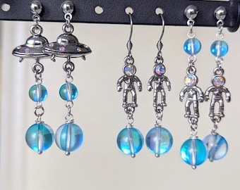 Orecchini Pendenti A Teschio UFO Alieno In Acrilico Fluorescente, Gioielli A Tema Halloween Per Donne E Ragazze, Ipoallergenici, Per Festa Cosplay E Regalo