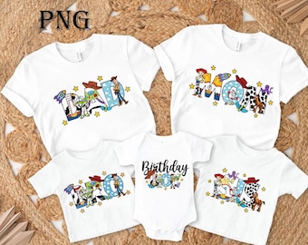 5 Arquivos PNG de Aniversário do Toy Story para Download, Pai, Mãe, Irmã, Irmão, Download Digital, Aniversário Woody Buzz Jessie PNG, Arquivo de Aniversário DTF para Transferência