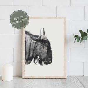 Safari Wall Art - Wildebeest Print - Nature Photography - African Animal Art - Home Decor - Digital Download
