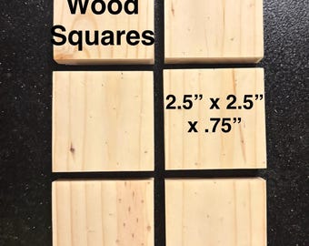 2.5 inch Pine Wood Blocks – 3/4 inch Thick Square Wood Blanks – Unfinished Craft Blocks