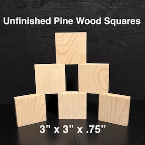3” Pine Wood Blocks – KNOT-FREE GUARANTEE – 3/4” Thick Sanded Wood Blanks – Unfinished Craft Blocks