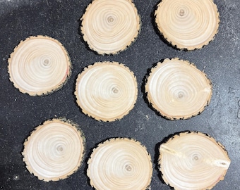 Rustic Hickory Wood Slices 3.5”-4” | Heat Dried Tree Slice Rounds | DIY Crafts, Coasters, Wedding Décor, Woodburning | Set of 5–25