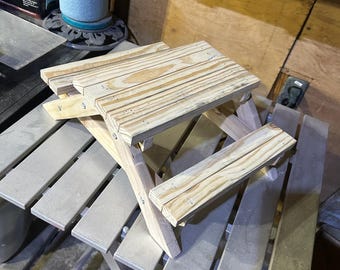 Mini Squirrel Picnic Table – 100% Reclaimed Wood Chic-nic | Rustic Outdoor Feeder Gift