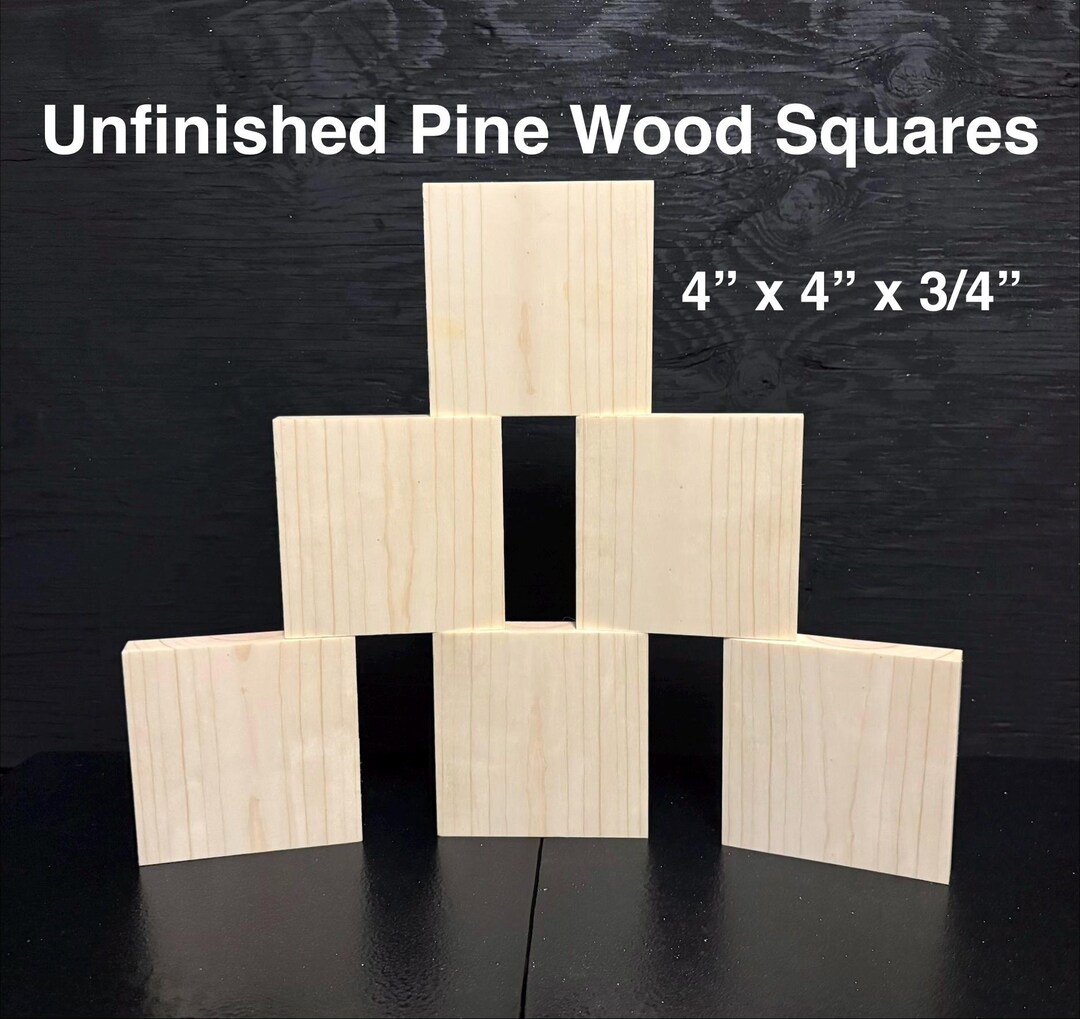 4 Inch Wood Squares, 3/4 Inch Thick KNOT-FREE Pine Wood, Sanded Smooth ...