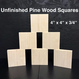 4 inch Wood Squares, 3/4 inch Thick Pine, Sanded Smooth, No Knots, Wood Blanks for Crafts, Laser Engraving, Painting, 4x4 Square Blocks