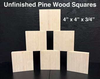 4 inch Wood Squares, 3/4 inch Thick Pine, Sanded Smooth, No Knots, Wood Blanks for Crafts, Laser Engraving, Painting, 4x4 Square Blocks