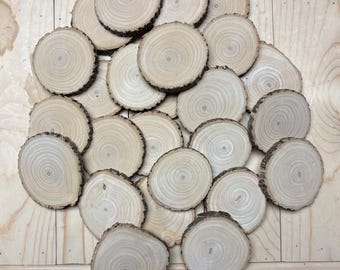 Rustic Hickory Wood Slices 3”–3.5” | Sanded or Raw | Craft Tree Rounds, Coaster Blanks, DIY Wedding Décor