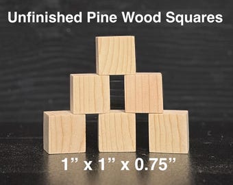 1 inch KNOT-FREE Wood Squares – 3/4 inch Thick Premium Pine Wood Blanks – Sanded Smooth Craft Blanks – Laser Engraving – 1” x 1” Squares