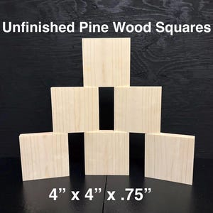 4インチ x 4インチ x 0.75インチのパイン材角材 | 滑らかな研磨ブロック | 看板、レーザー加工、絵画用の未仕上げクラフトウッド