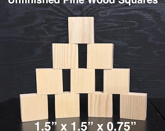 1.5 inch KNOT-FREE Wood Squares – 3/4 inch Thick Premium Pine Wood Blanks – Sanded Smooth Craft Blanks – Laser Engraving – 1.5”x1.5” Squares