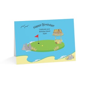 Biglietti d'auguri di buon compleanno in stile spiaggia e golf (1 e 10 pezzi)