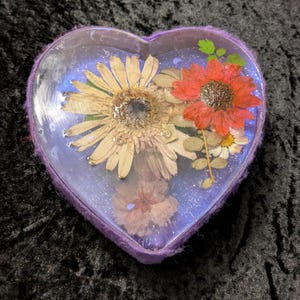 Purple Floral Resin Heart