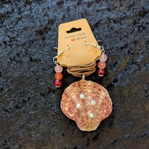 Large Orange Shell Necklace With Resin Necklace And Earrings-1