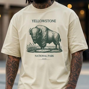 Yellowstone Bison Shirt - retro national park shirt | Hiking Gift, buffalo graphic Tee Family Vacation Outfit | Outdoor Explorer Graphic TEE