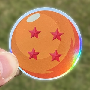 Sticker holographique Dragon ball - Stickers vinyles anime avec effet arc-en-ciel, DBZ - 4 étoiles
