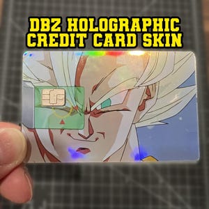 Pegatina holográfica de vinilo para tarjeta de crédito de anime - Super Saiyan