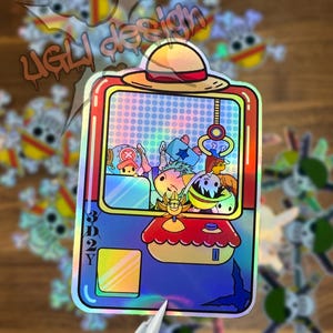 One Piece Holographischer Sticker Kralle Maschinenkran Spiel Ruffy Anime