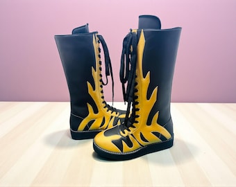 Handmade Wrestling Long Boots, Men Pro Wrestling Shoes, Custom Wrestling Lace Up Boot, Leather Wrestling Shoes, Professional Wrestling Boots