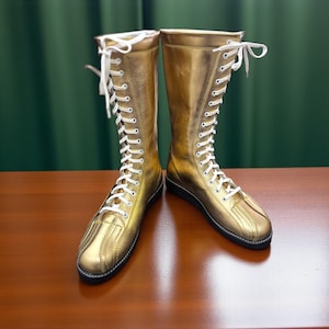 Stivali da wrestling fatti a mano da uomo e da donna / Scarpe da wrestling lunghe con lacci / Stivali da combattimento WWE personalizzati per cosplay / Regalo per lottatori
