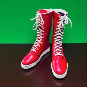 Handmade Leather Wrestling Shoes, Wrestling Long Boots, Men Pro Wrestling Shoes, Professional Wrestling Boots, Custom Wrestling Lace Up Boot