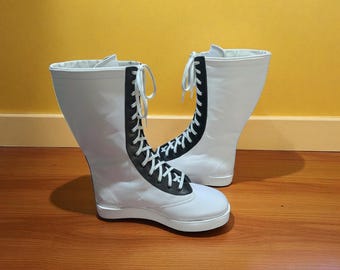 Handmade Wrestling Long Boots, Men Pro Wrestling Shoes, Leather Wrestling Shoes, Professional Wrestling Boots, Custom Wrestling Lace Up Boot