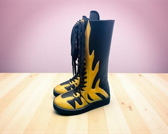 Men Pro Wrestling Shoes, Custom Wrestling Lace Up Boot, Handmade Wrestling Long Boots, Leather Wrestling Shoes, Professional Wrestling Boots