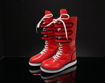 Handmade Wrestling Long Boots, Men Pro Wrestling Shoes, Leather Wrestling Shoes, Professional Wrestling Boots, Custom Wrestling Lace Up Boot