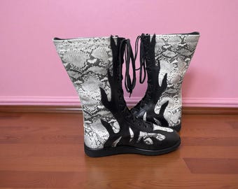 Handmade Wrestling Long Boots, Men Pro Wrestling Shoes, Leather Wrestling Shoes, Professional Wrestling Boots, Custom Wrestling Lace Up Boot