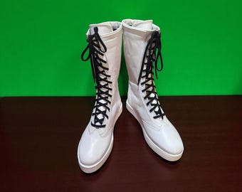 Handmade Wrestling Long Boots, Men Pro Wrestling Shoes, Leather Wrestling Shoes, Professional Wrestling Boots, Custom Wrestling Lace Up Boot