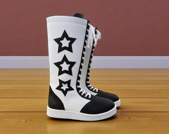Custom Leather Long Lace Up WWE Cosplay Boots for Men Woman Wrestlers | Handmade Pro Wrestling Shoes | Wrestling Gear Gift for Husband