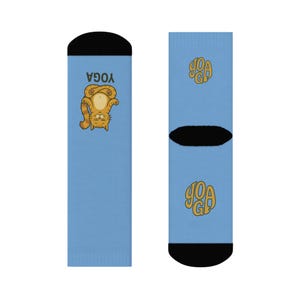 Yoga Katzen Crew Socken, lustiges Yoga Geschenk, süße Tiersocken, Geschenke für Yogis, Katzenliebhaber Merchandise