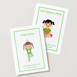 Kids Yoga Flash Cards - Printable Mindful Movement Cards for Children - Calm Corner Resource - Preschool Gross Motor Activity