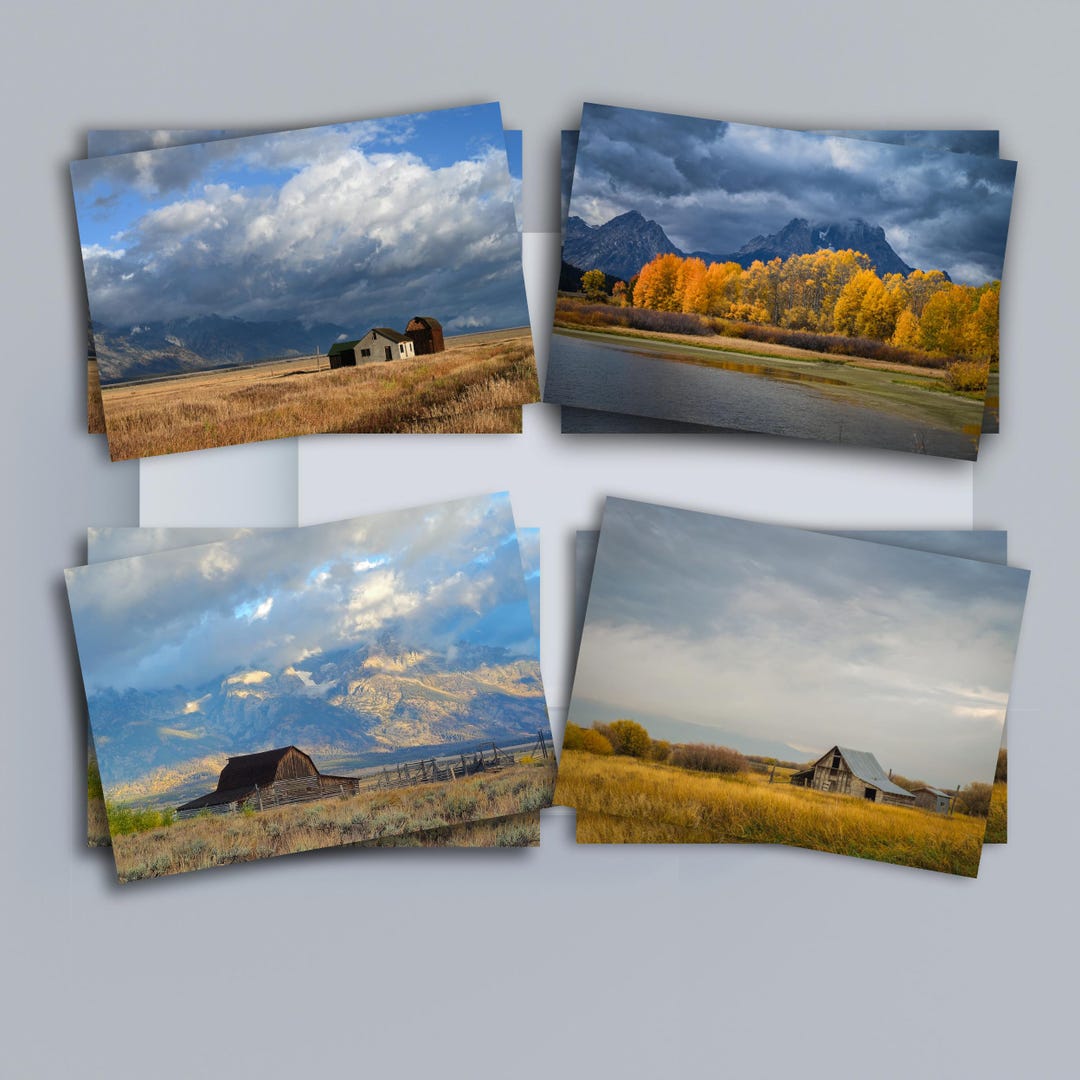 Teton Landscape Note Card Set • 8 Pack • Rustic Barns & Fall Mountains ...