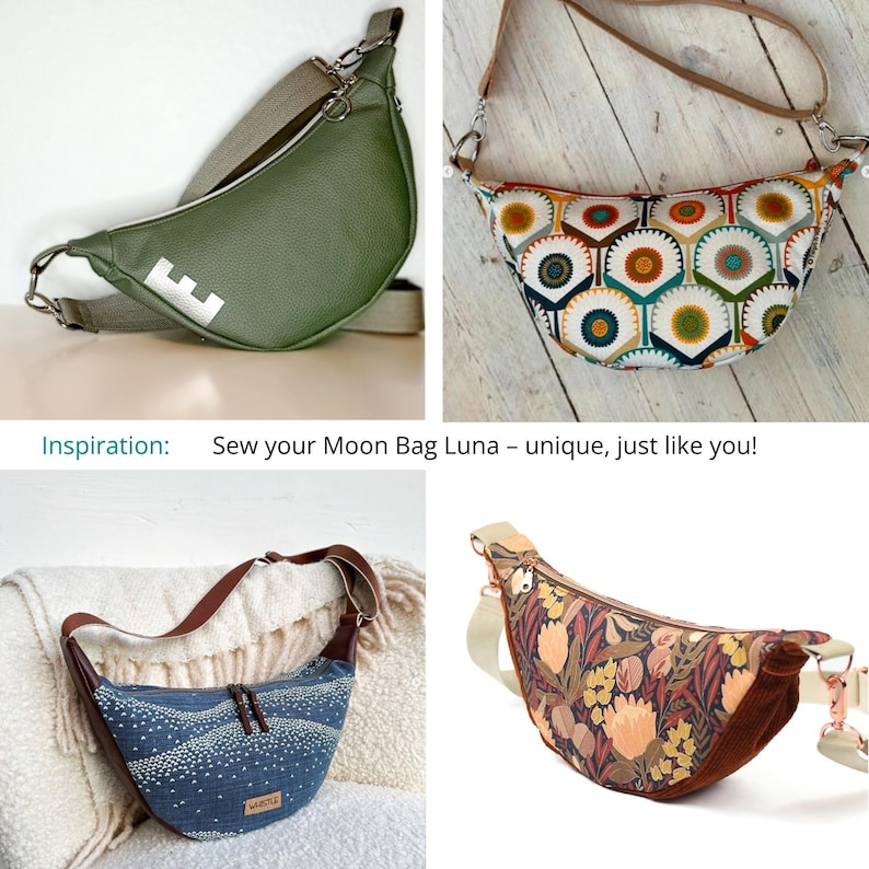 Moon Bag Pattern | Easy Crossbody Bag Pattern | Crescent Bag Sewing ...