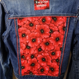 Hibiscus Upcycled Jean Jacket