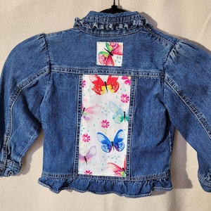 Girls Denim Jean Jacket with Butterflies