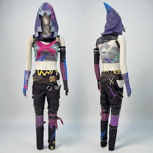 Anime LOL Jinx Cosplay Costume – Odyssey Jinx Outfit Wig Hooded Set League of Legends Halloween Costume
