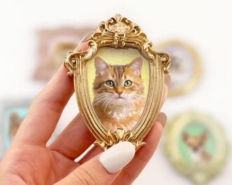 Hand-Painted Mini Pet Magnet: Custom Cat Painting from Photo, Pet Memorial Gift