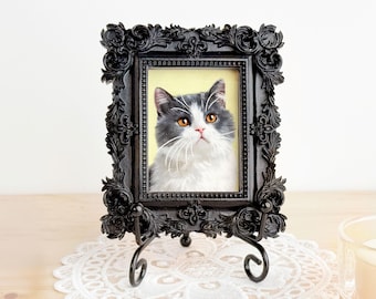 Hand-Painted Mini Pet Portrait: Custom Cat Painting from Photo, Pet Memorial, Dog Remembrance Gift
