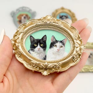 Handmålad mini-husdjursmagnet, hund- eller kattmålning från foto, minnesgåva till husdjur