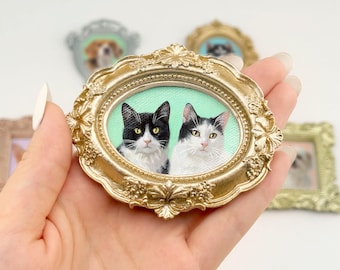 Custom Hand-Painted Mini Pet Magnet, Dog or Cat Painting from Photo, Pet Memorial Gift