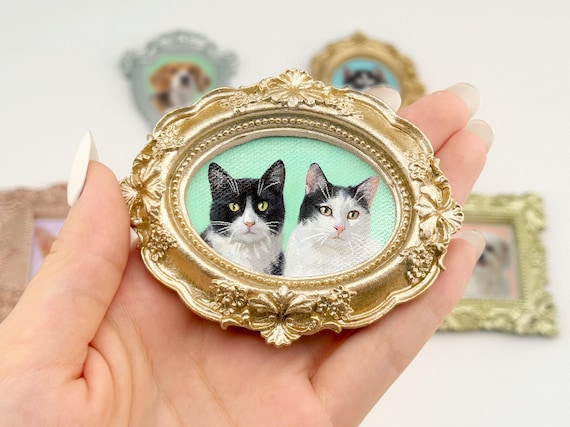 Custom Hand-Painted Mini Pet Magnet, Dog or Cat Painting from Photo, Pet Memorial Gift