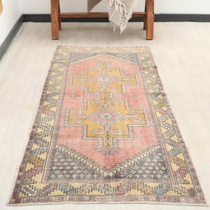 4x8 Red Colorful Turkish Rug, 4x8 Vintage Rug, Kitchen Area Rug, Small Decorative Rug, Handmade Oushak Rug, Living Room Rug,Bedroom Wool Rug