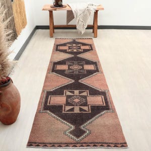 3x12 Red Brown Turkish Runner, 3x12 Vintage Runner, Antique Runner, Hallway Entryway Runner, Handwoven Oushak Runner, Corridor Wool Runner