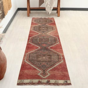 3x12 Red Brown Turkish Runner, 3x12 Vintage Runner, Antique Runner, Hallway Entryway Runner, Handwoven Oushak Runner, Corridor Wool Runner