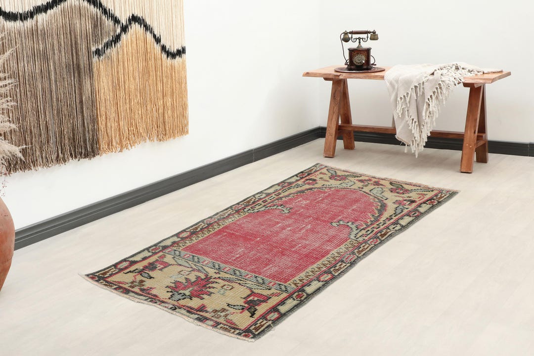 Tukish Wool Rug 2x4 Red Handmade Turkish Oushak Wool Rug, Tribal Accent Rug - Etsy