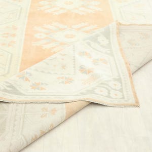 7x9 Ft Orange Beige Vintage Turkish Rug, Handmade Oushak Rug, Boho Rug, Distressed Rug, Bohemian Rug, 7x9 Rug, Area rug, Wool Rug,